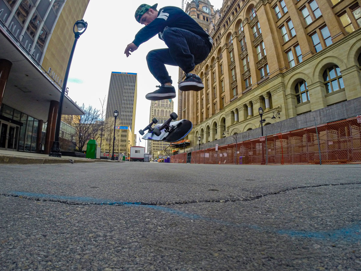 Skateboarding Downtown Milwaukee, WI